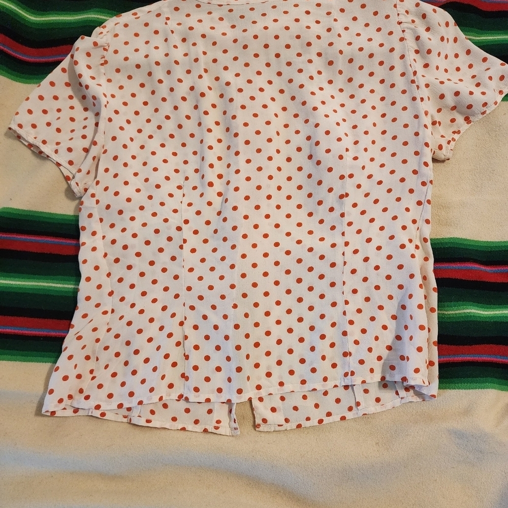 Vintage Polka Dot Ruffle Blouse - Picture 2 of 6